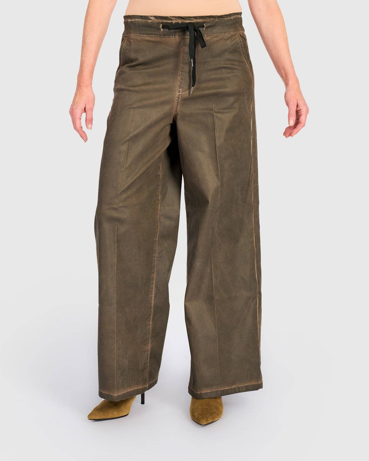 Pinstripe Wide Leg Stretch Jeans, Hickory: Brown / 3 (US 10-12)