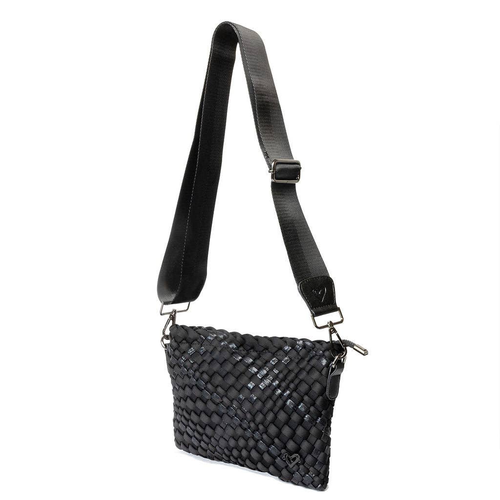 Charlotte Woven Crossbody - Nero (Black & Metallic Black)