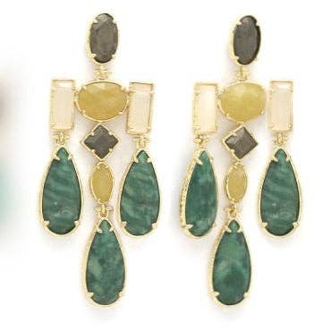 Semi Precious Stone Chandelier Earrings- E4-261