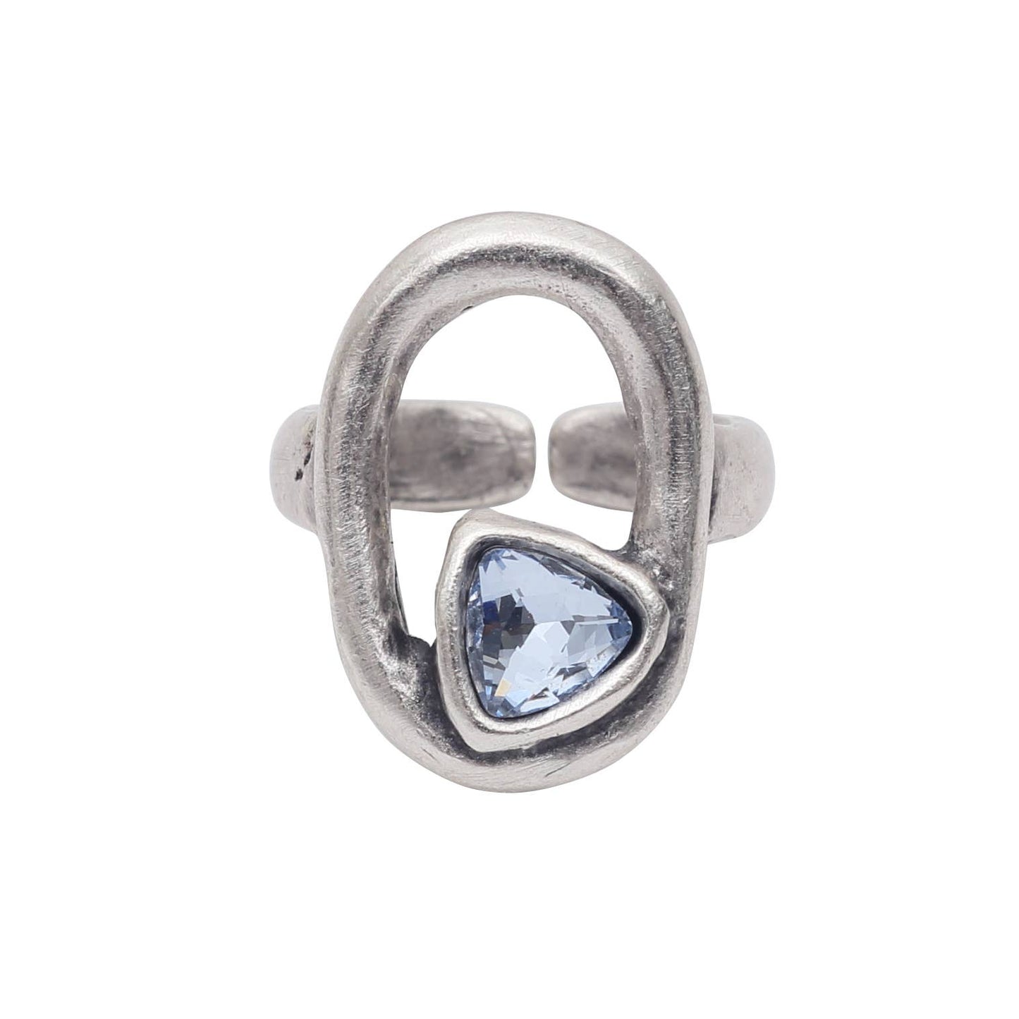 Handmade Blue Crystal Brass Ring - 6999