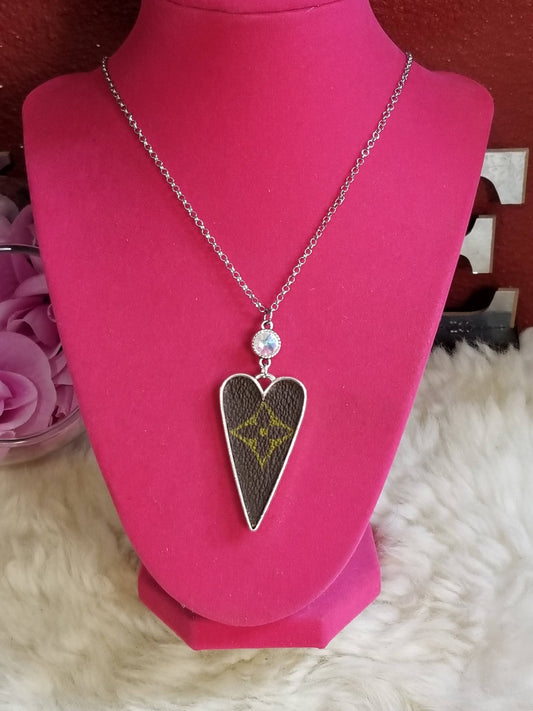 Upcycled LV cute heart simple Necklace