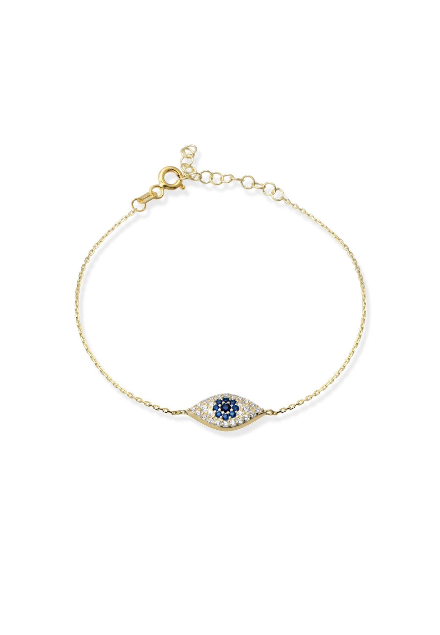 Zircon & gold tone sterling silver evel eye bracelet