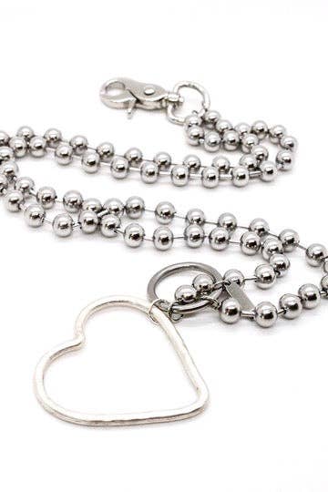 Silver Heart Outline Convertible Silver Chain Necklace: Single 8mm