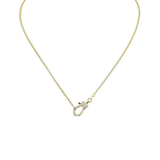 Rachael Mini Pave Clasp Necklace: Gold / 18"