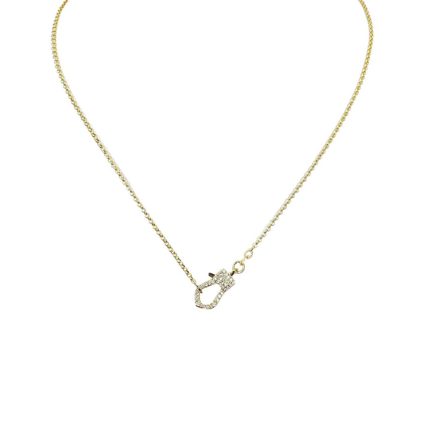 Rachael Mini Pave Clasp Necklace: Silver / 18"