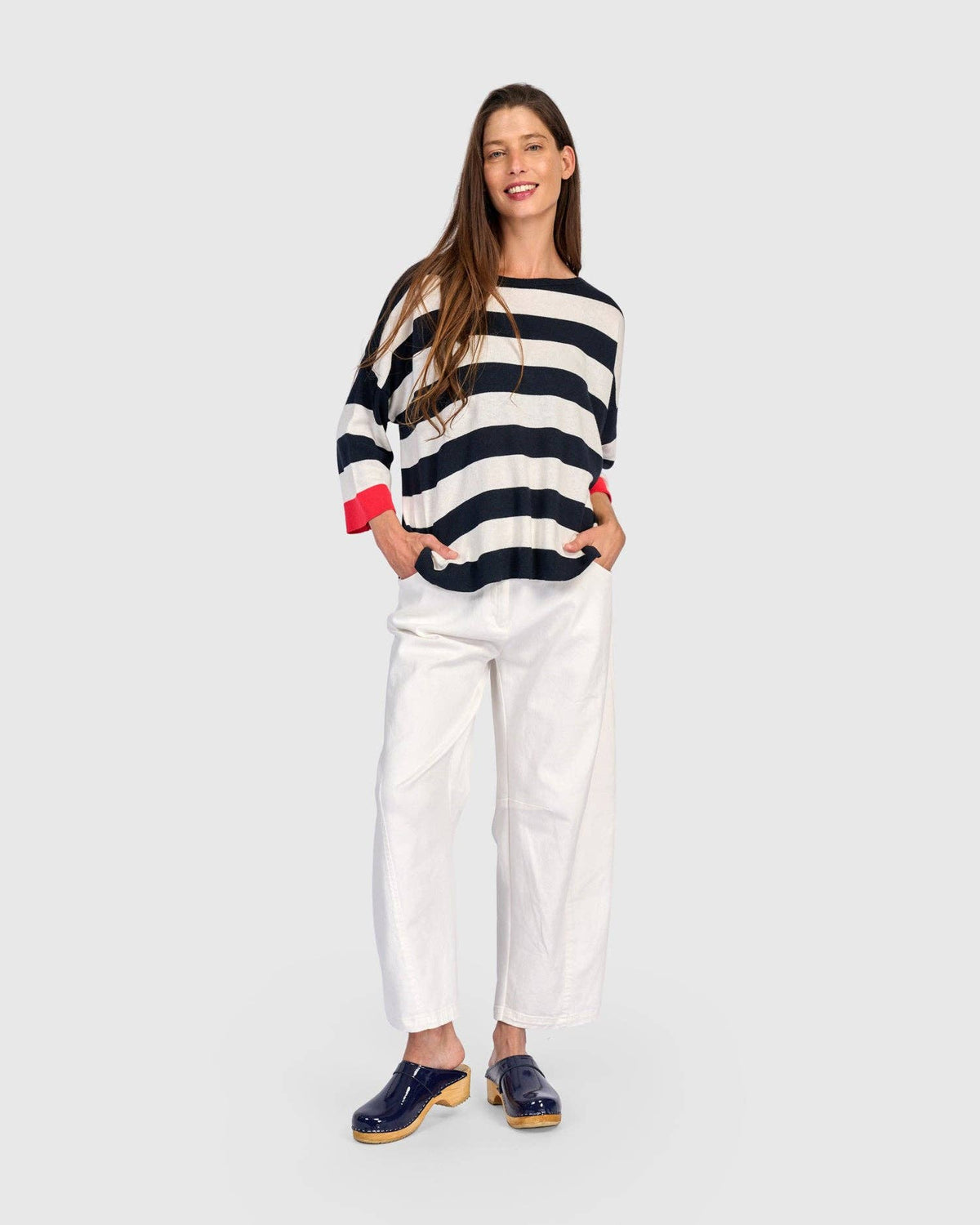 Jetty Striped Sweater, Red Trim: Red / ONE SIZE