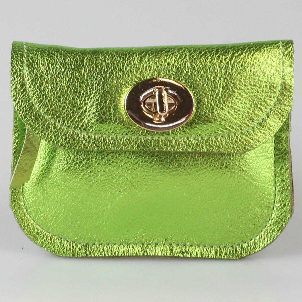 The Turnlock Metallic Leather Wallets: 3 sizes!: Silver / Hamilton: 8"x4.5"