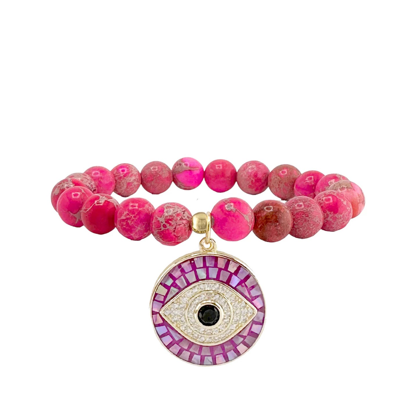 Lena Sea Sediment Jasper Evil Eye Bracelet: Blue