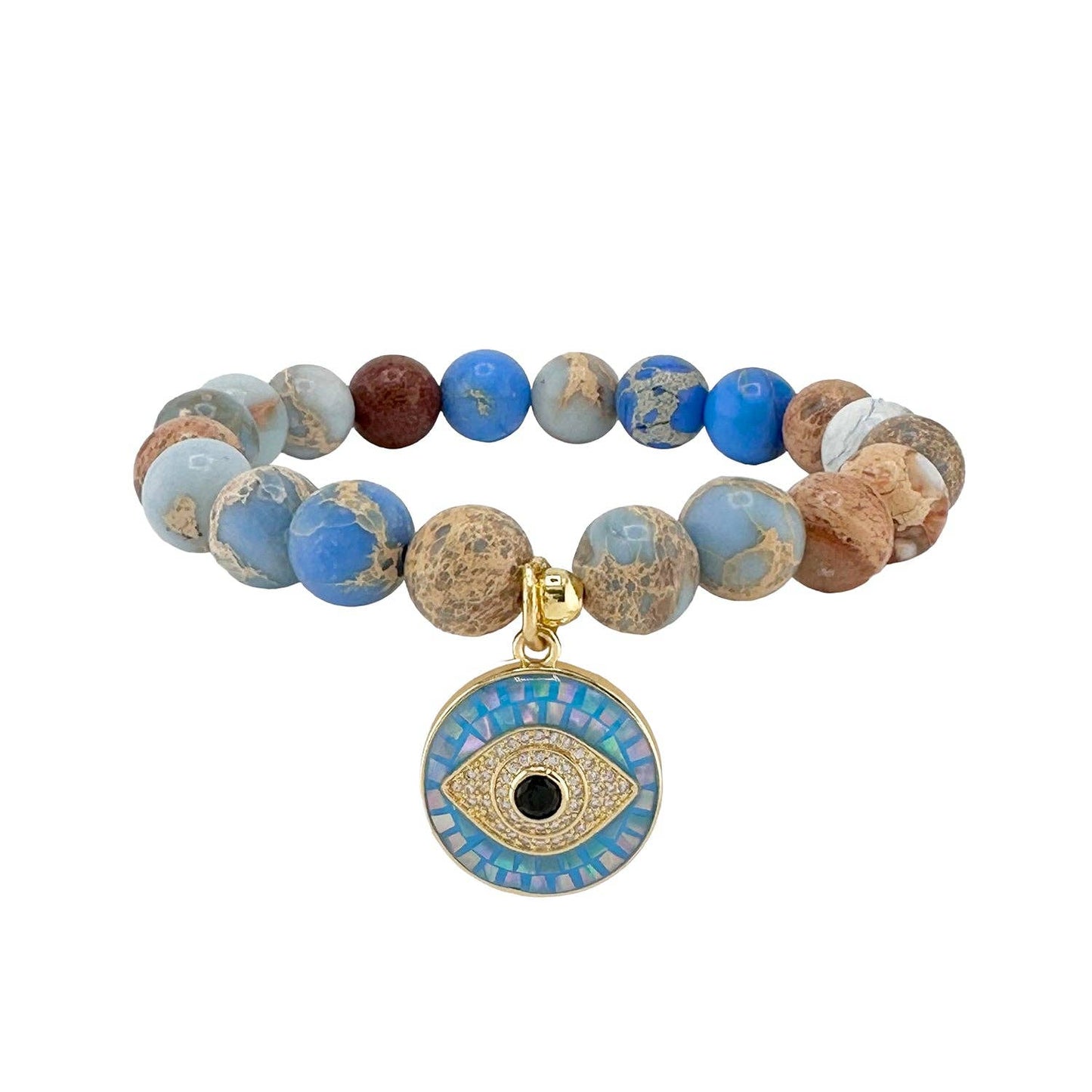 Lena Sea Sediment Jasper Evil Eye Bracelet: Yellow