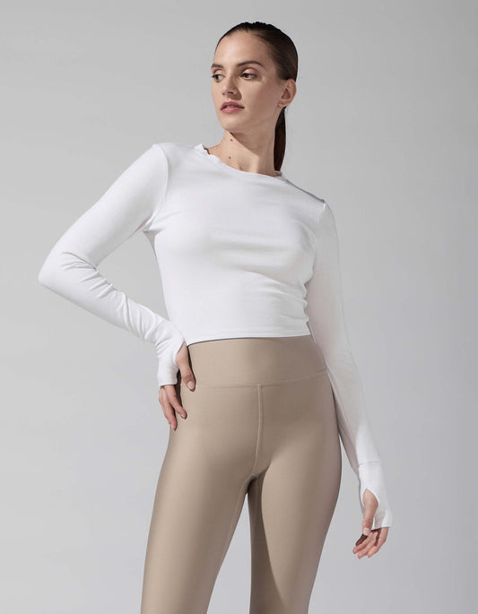 Rib Crop Top [ White ]: White / S