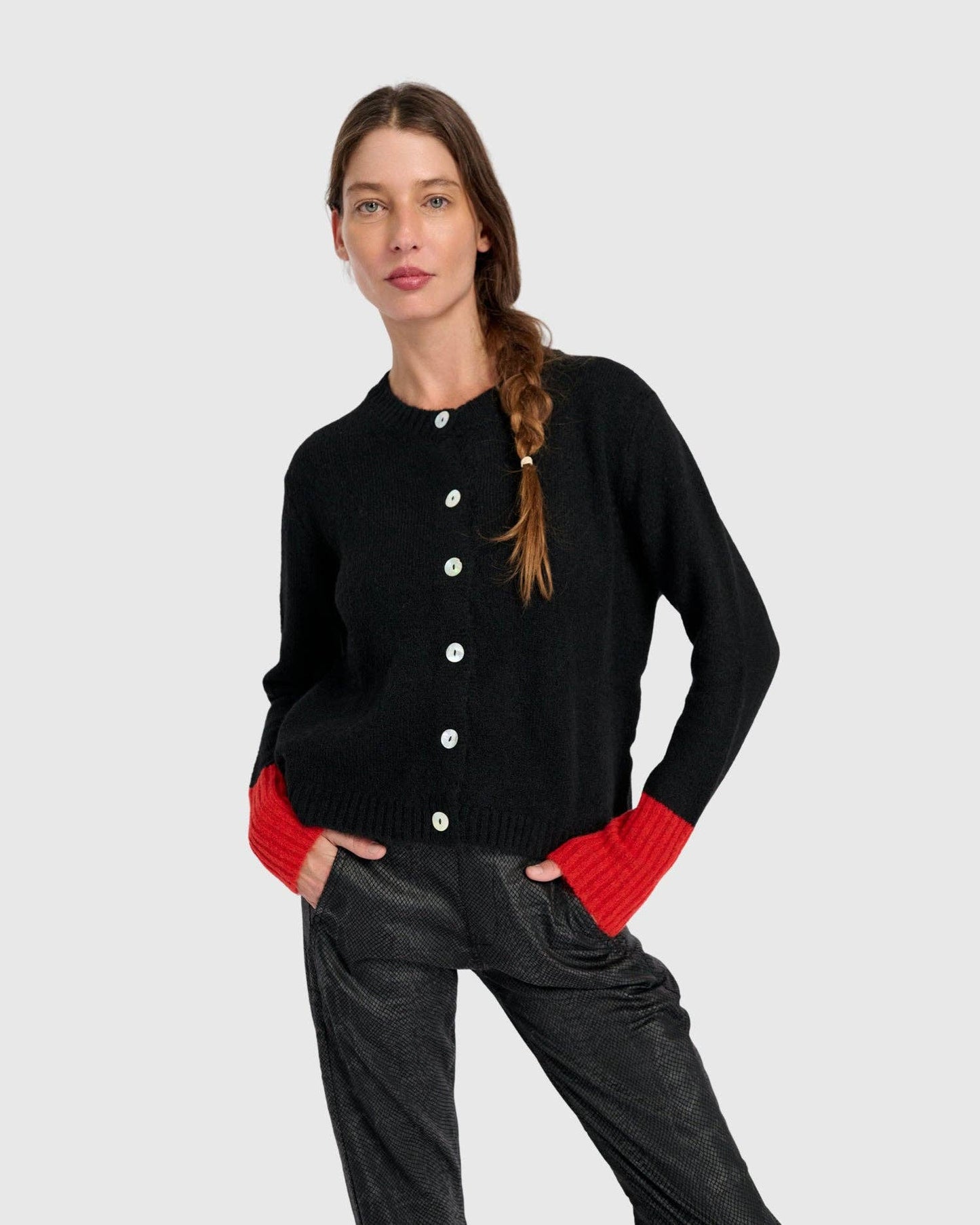 Blackbird Sweater, Black/Vermillion: MIX / ONE SIZE