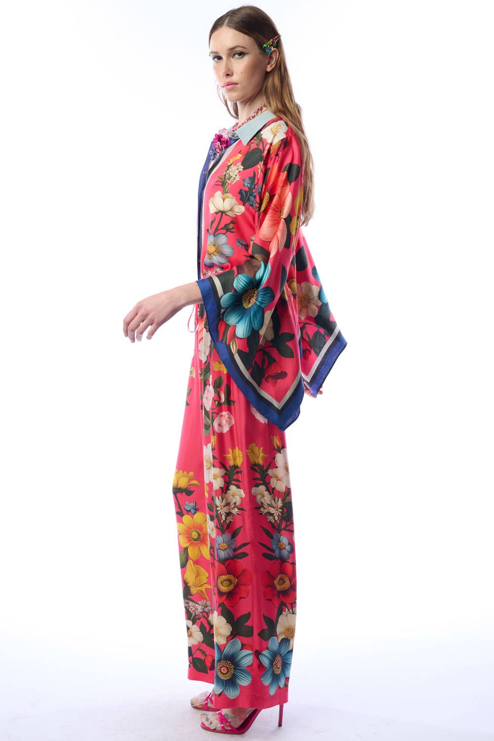 Floral Garden Shirt | Button-Down Blouse | Long Sleeves Top: Rose Floral / M
