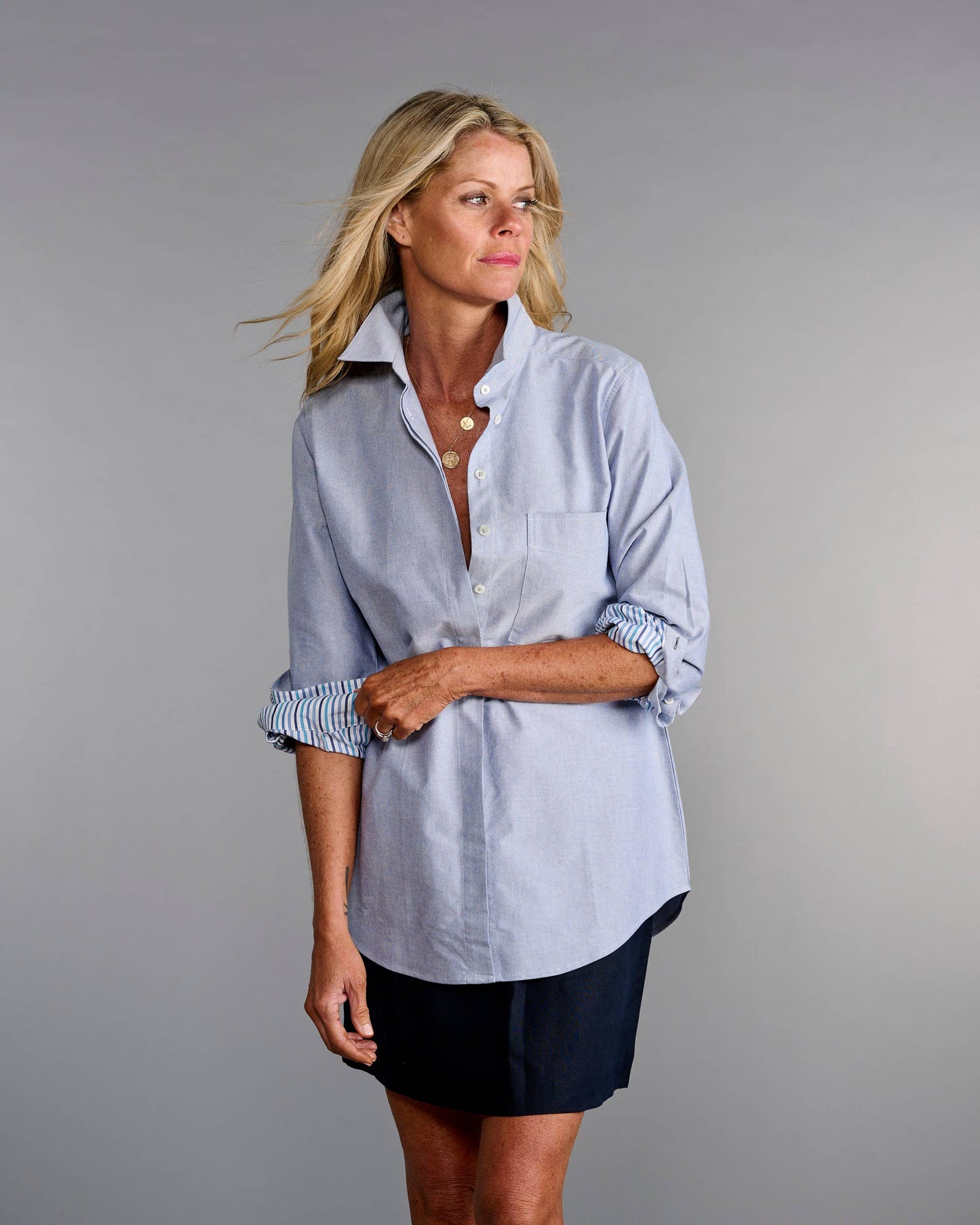 The Modified Boyfriend Shirt in Cadet Blue Oxford: 2XL