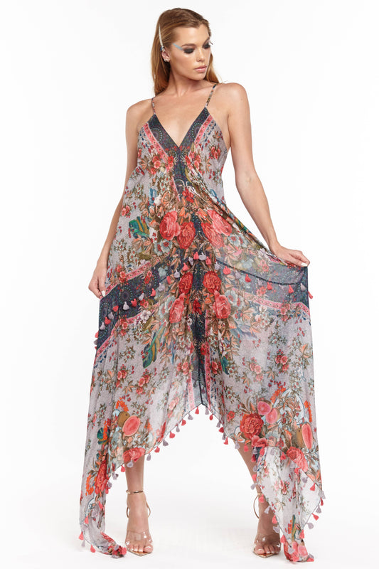 Travel in Style Dress: Slate Floral / L