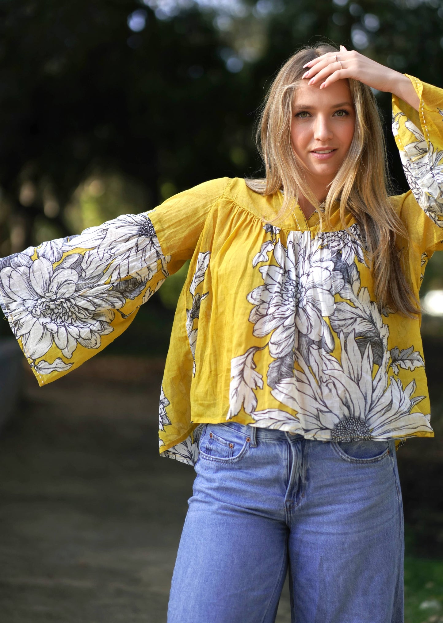 Sana Floral Top Mustard: Mustard / XL