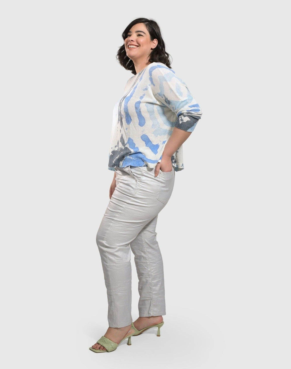Pinstripe Iconic Stretch Jeans, Silver/white: Silver / 4 (US 12-14)