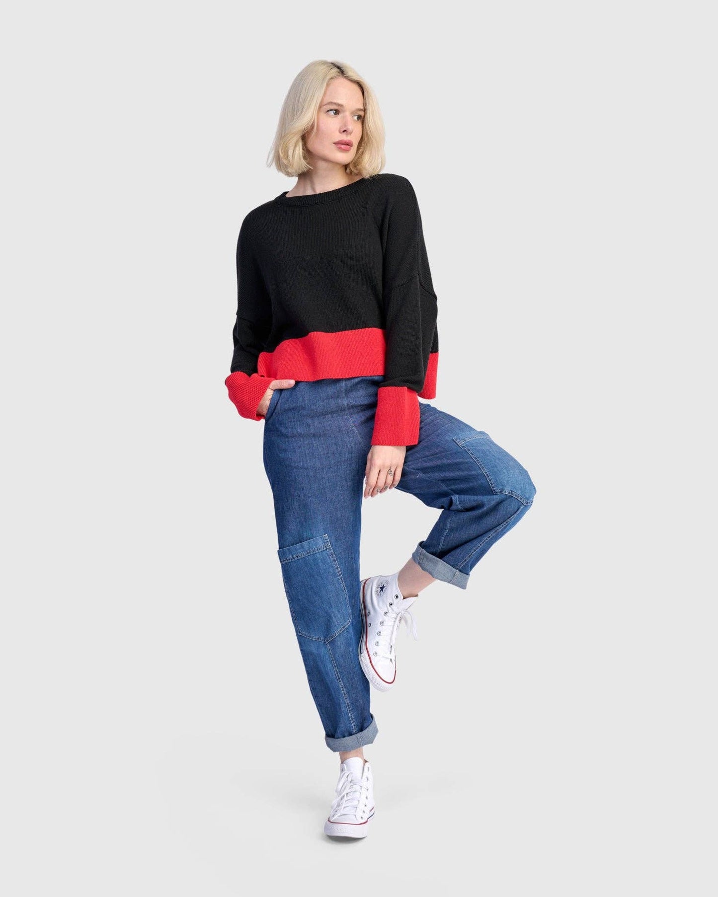 Vista Block Sweater, Red: Red / L (US 14-16)