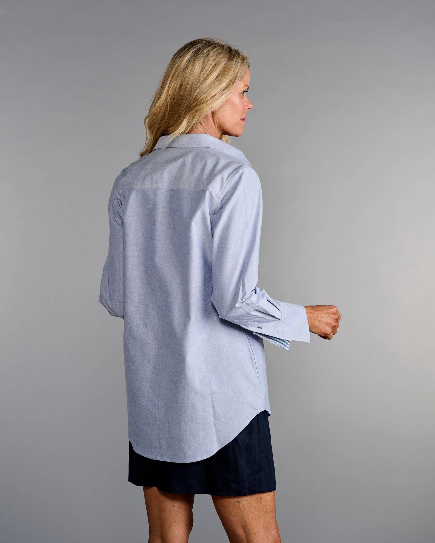 The Modified Boyfriend Shirt in Cadet Blue Oxford: 2XL