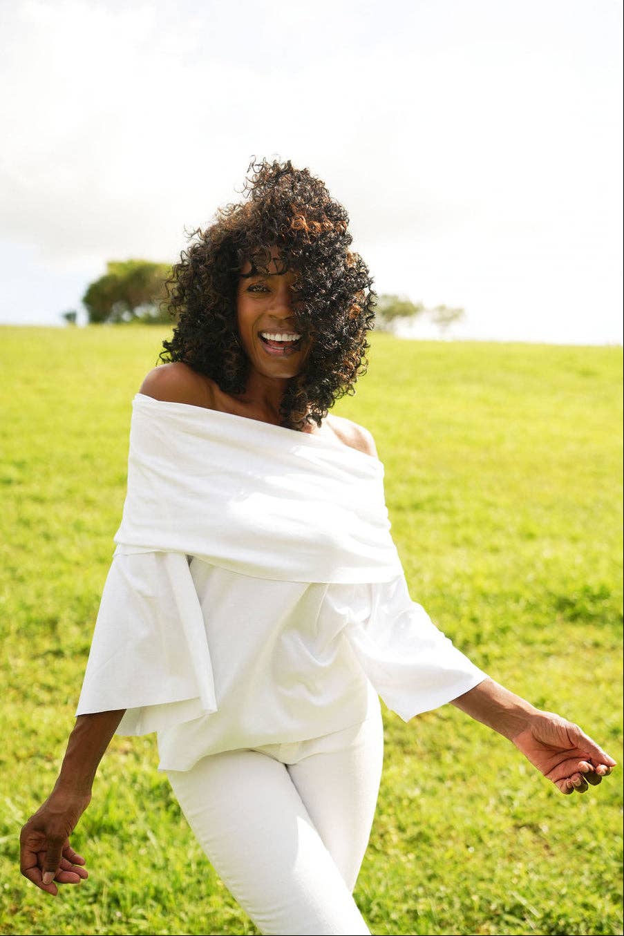 French Terry Jackie O Top - White: White