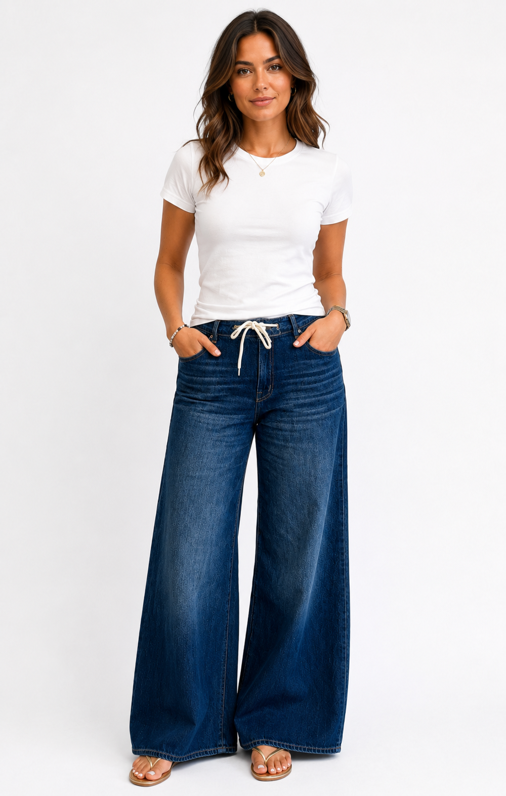 32" Baggy Wide Leg Jean w Drawstring in Adelaide: 2/26