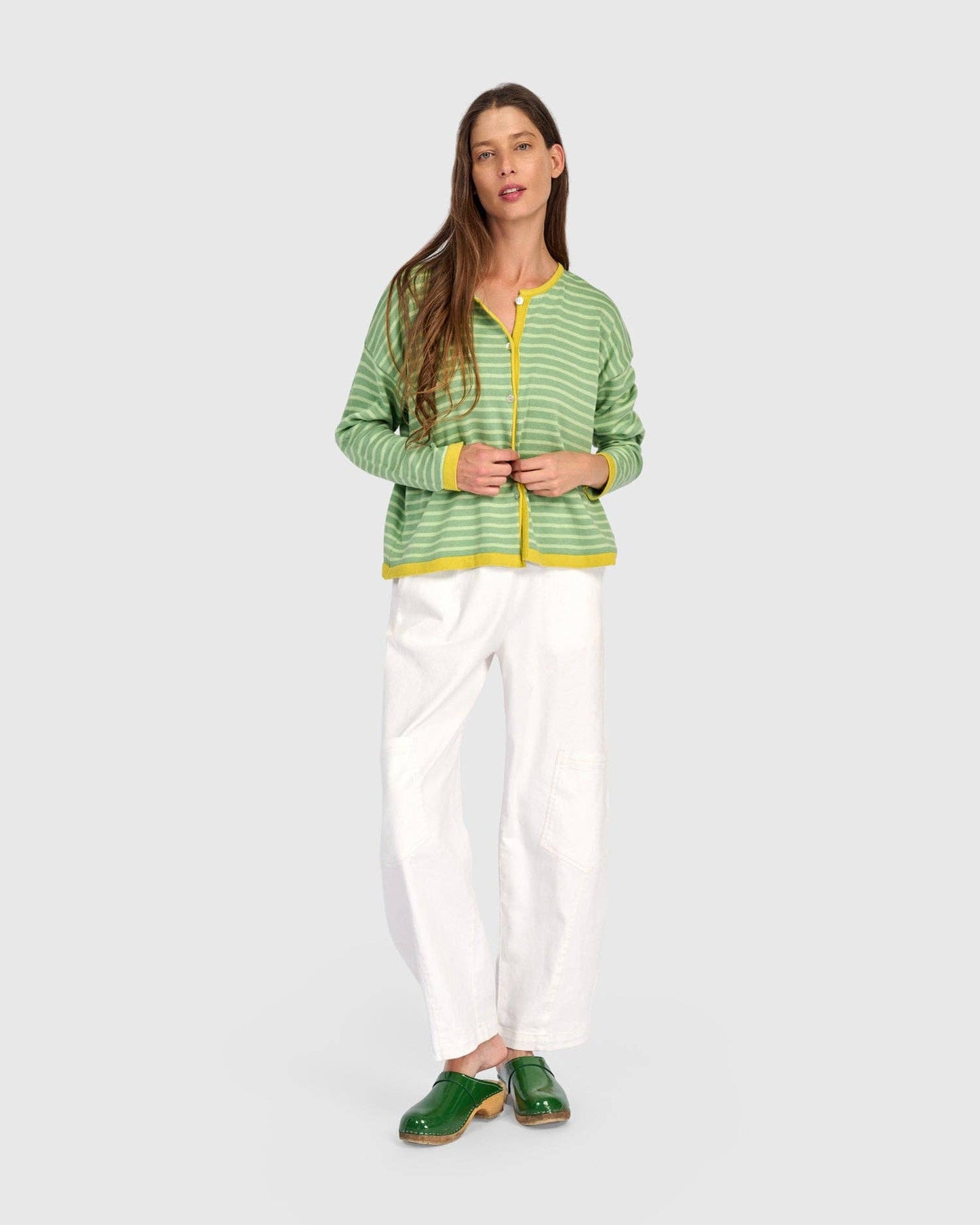 Thimble Trimmed Cardigan, Pistachio: Lime / ONE SIZE