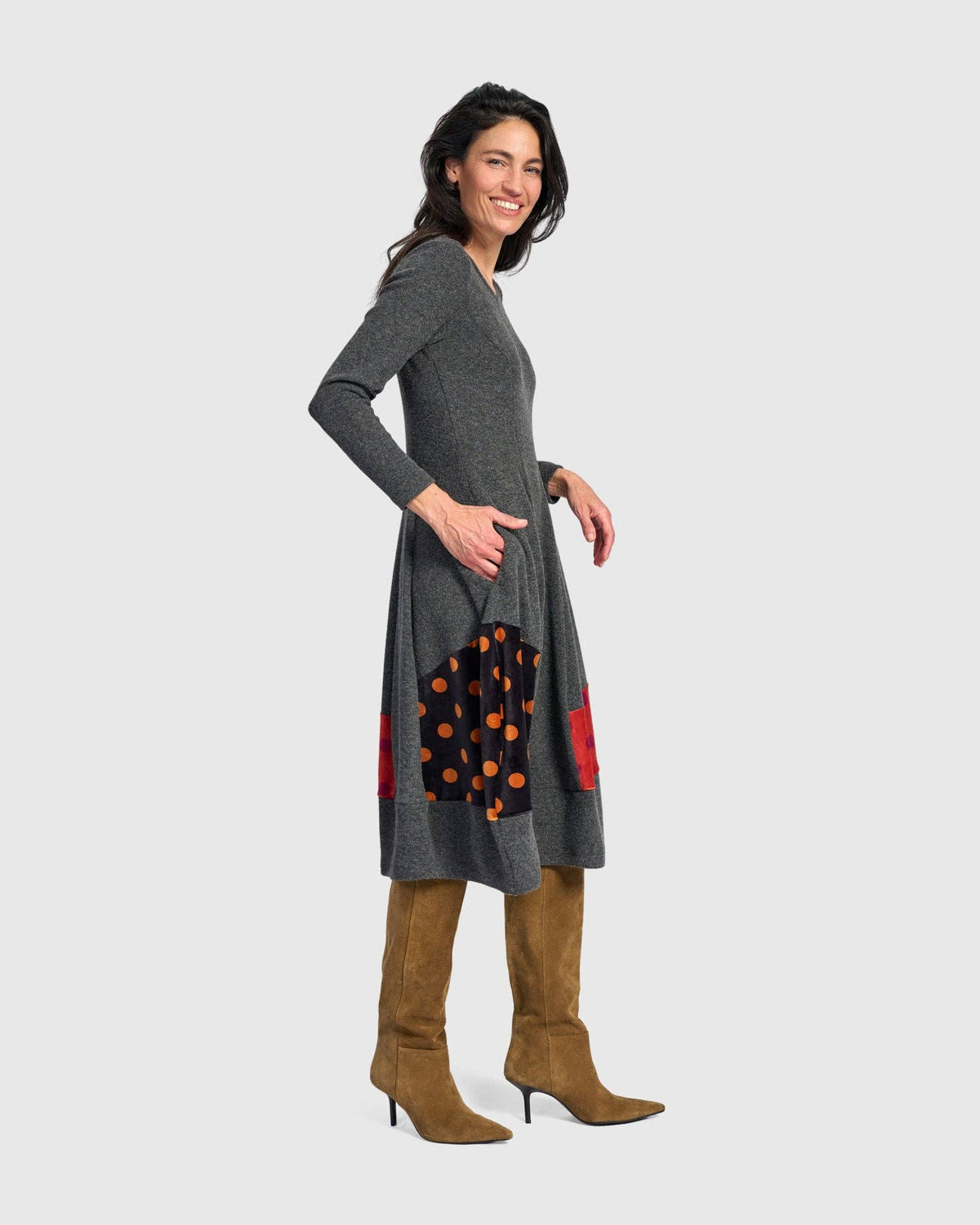 Moxie Cocoon Dress, Carbon/Dots: MIX / 2 (US 8-10)