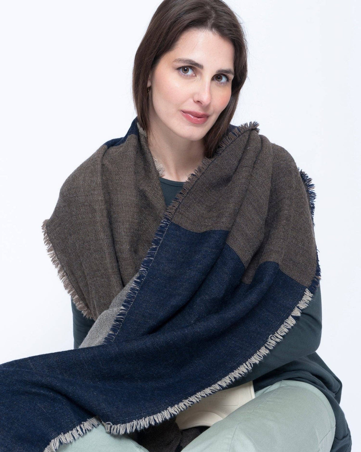 Blueberry Colorblock Scarf, Navy Mix: NAVY / ONE SIZE