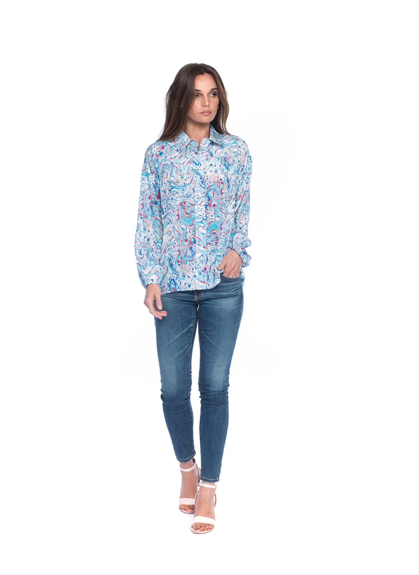 Quincy Wisteria Long Sleeve Blouse - Tolani
