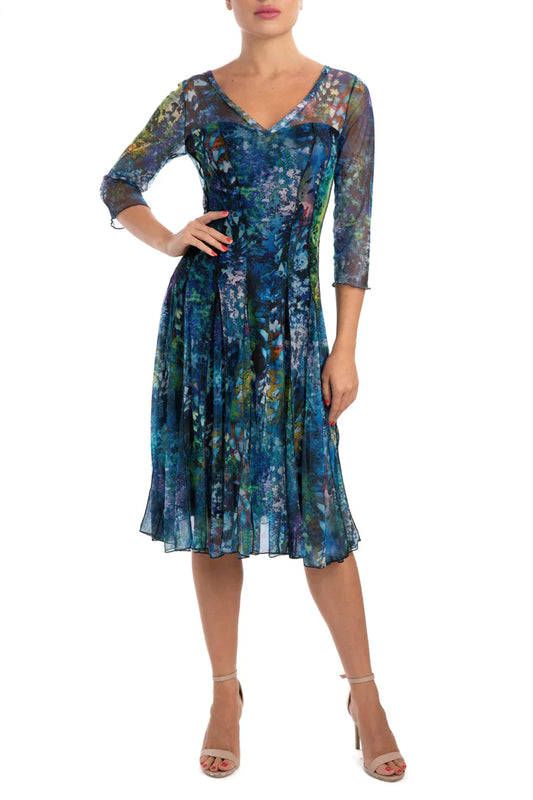 QUELLA Fit and Flare 3/4 Sleeves Fit and flared Print  Dress - Elana Kattan