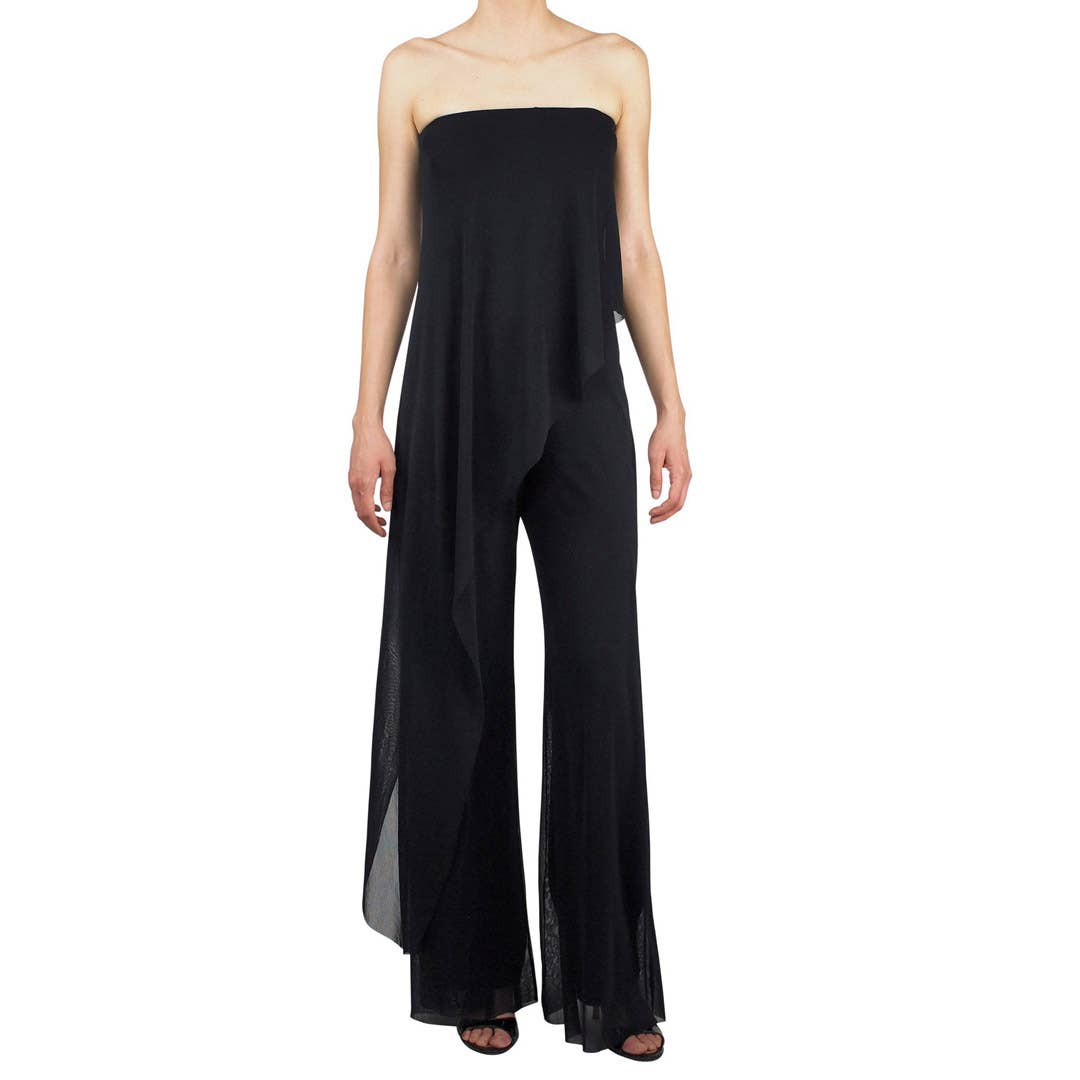 MAXIMA Strapless Jumpsuit With Overlay - Black