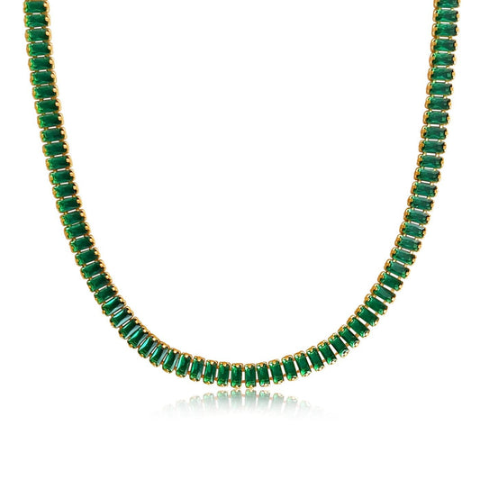 Shayna Baguette Necklace - Emerald