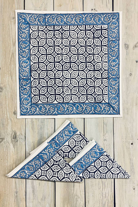 Blue Border Napkin Set - Sevya Handmade
