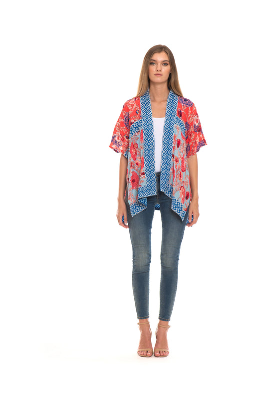 Marine Jaipur Embroidered Kimono - Tolani