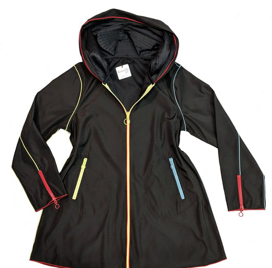 Zip Front Pleated Hood Reversible Jacket - UBU